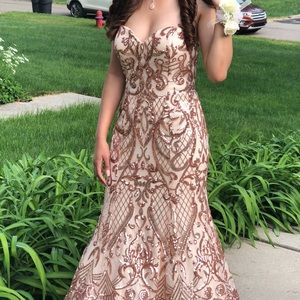 Rose Gold Prom Dress strap included